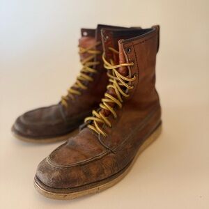 Vtg Men’s Irish Setter Red Wing Moc Toe Work Boots D 10.5 USA Made Vibram Sole